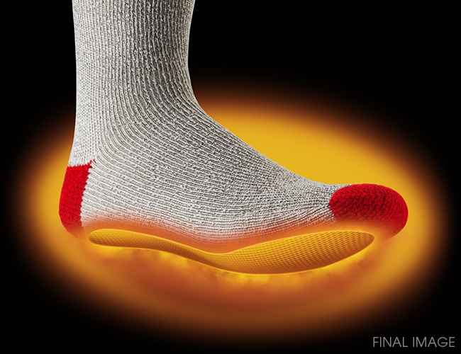 CLIENT :<br>Heatmax<br><br>IMAGE DETAILS:<br>Base foot was supplied from which the remainder of the image was illustrated.