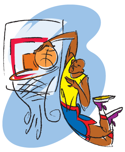 LePine Studios - Jewish Community Center: basketball excursion as graphic swirling strokes