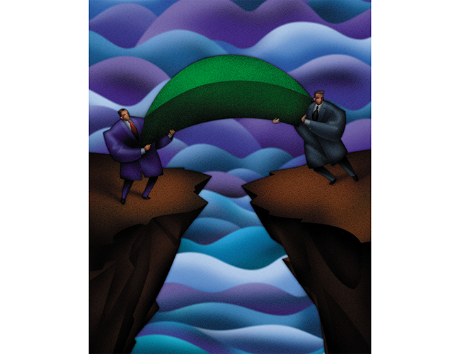 LePine Studios - Buffalo Niagara Partnership: stylized illustration for event poster about bridging differences