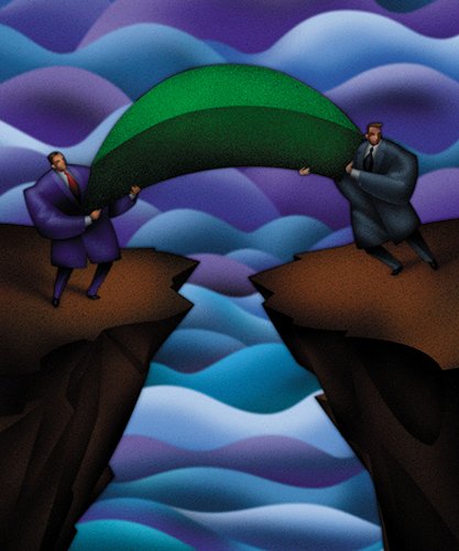 LePine Studios - Buffalo Niagara Partnership: stylized illustration for event poster about bridging differences