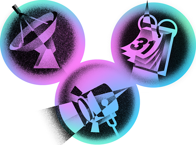 LePine Studios - Buffalo Niagara Partnership: icons in granular style to match poster style: broadcast, calendar, theater