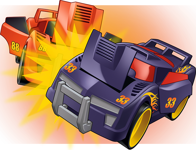 LePine Studios - Fisher-Price: Crash 'em Cars packaging graphic