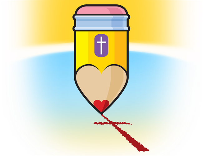 LePine Studios - Catholic Charities: Drawing with Heart graphic for mailers