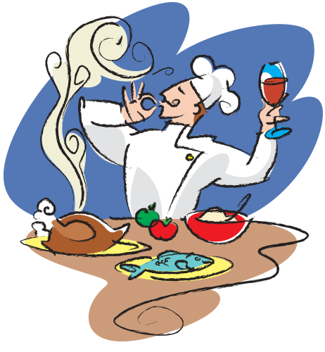 LePine Studios - Jewish Community Center: gourmet chef prepared dinner as graphic swirling strokes