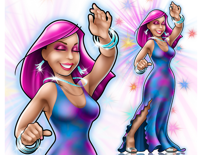 LePine Studios - Motivator: stylized illustration of dancer slimmed by Motivator undergarment while still enjoying mobility