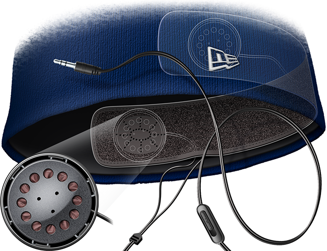 LePine Studios - New Era Cap Co.: realistic illustration knit cap with embedded earphones