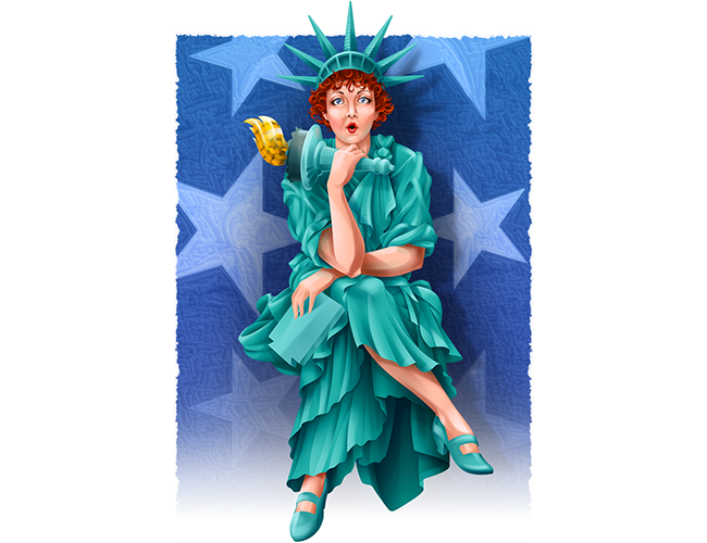 LePine Studios - Studio Arena Theatre: stylized illustration for theater season poster (Flapper Liberty)