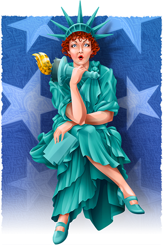 LePine Studios - Studio Arena Theatre: stylized illustration for theater season poster (Flapper Liberty)