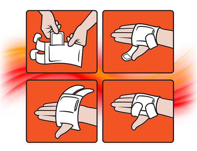 LePine Studios - HeatMax: instructional graphics demonstrating heating pad installment procedure
