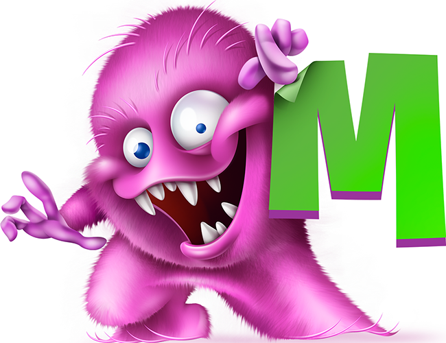 LePine Studios - Monster Clings: stylized illustration of Monster Clings' mascot peeling reusable cling