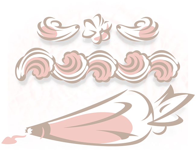LePine Studios - Rich Products: pastry icing bag and florettes as graphic swirling strokes
