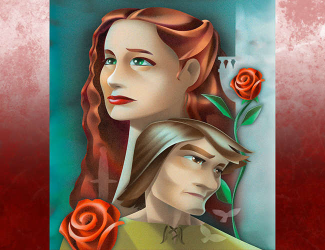 LePine Studios - Shakespeare in the Park: stylized illustration for Romeo and Juliet production poster