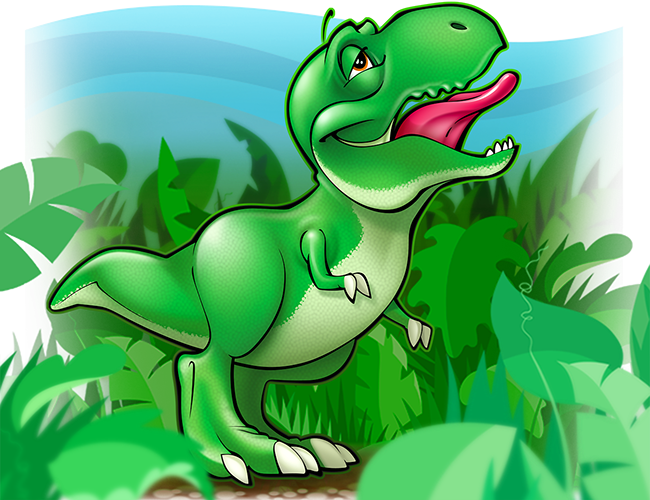 LePine Studios - LePine Studios: Character development illustration (unused) of child-friendly T-Rex